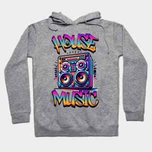 HOUSE MUSIC  - Graffiti Speaker Logo (black/pink/gold) Hoodie